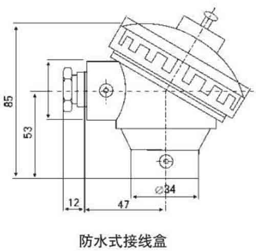 螺紋式熱電阻防水接線盒結(jié)構(gòu)圖